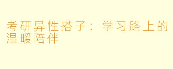 考研异性搭子:学习路上的温暖陪伴