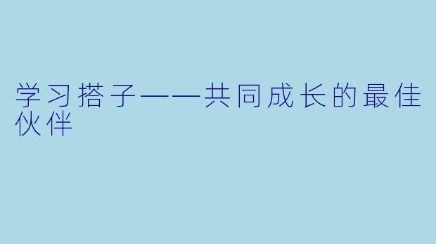 学习搭子——共同成长的最佳伙伴