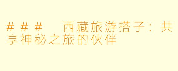 ### 西藏旅游搭子：共享神秘之旅的伙伴