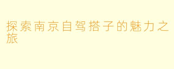 探索南京自驾搭子的魅力之旅