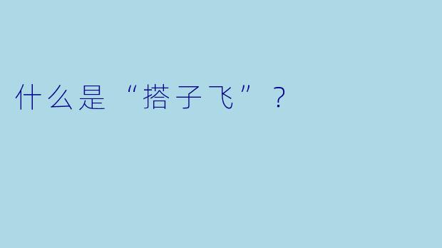 什么是“搭子飞”？  