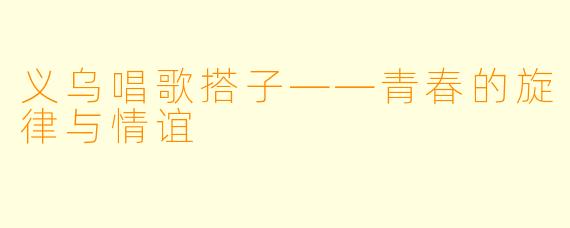 义乌唱歌搭子——青春的旋律与情谊
