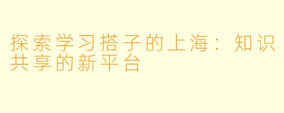 探索学习搭子的上海:知识共享的新平台