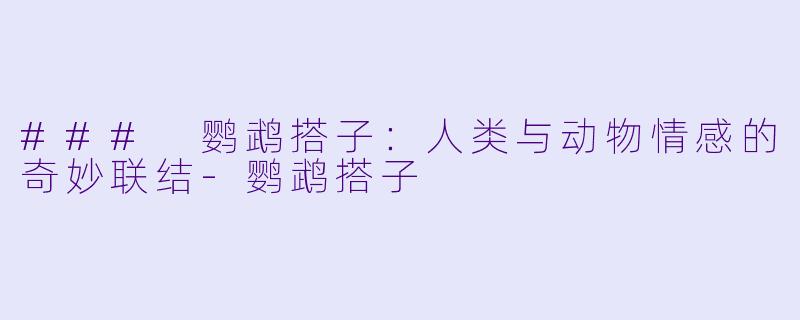 ### 鹦鹉搭子:人类与动物情感的奇妙联结