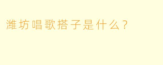 潍坊唱歌搭子是什么？  