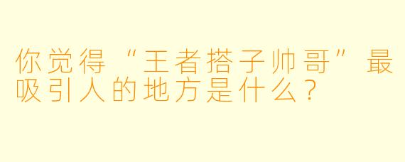 你觉得“王者搭子帅哥”最吸引人的地方是什么？