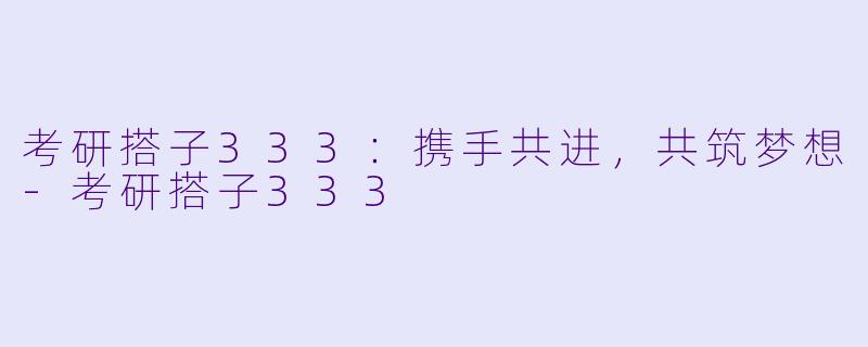 考研搭子333：携手共进，共筑梦想-考研搭子333
