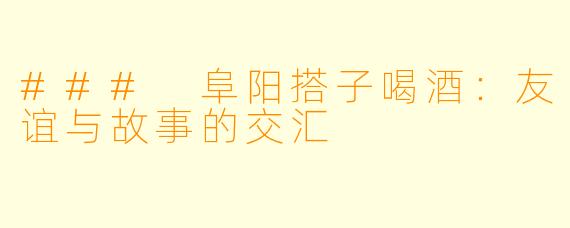 ### 阜阳搭子喝酒:友谊与故事的交汇