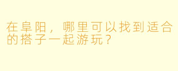 在阜阳，哪里可以找到适合的搭子一起游玩？