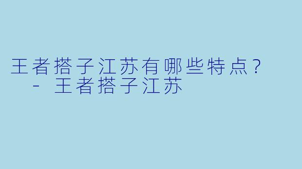王者搭子江苏有哪些特点？  