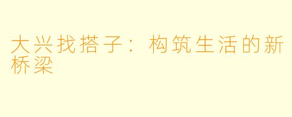大兴找搭子:构筑生活的新桥梁
