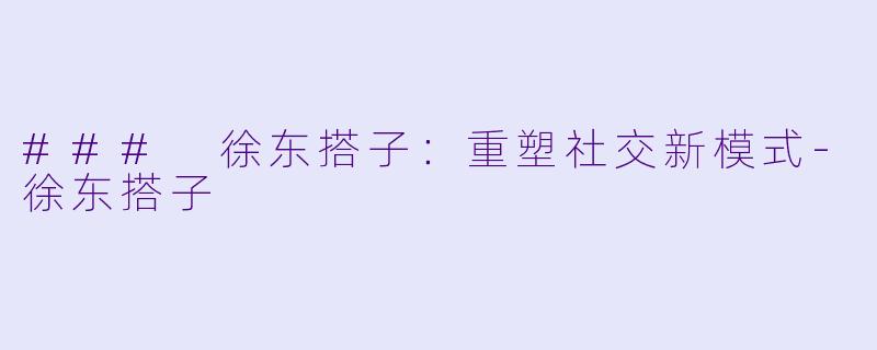 ### 徐东搭子:重塑社交新模式
