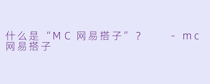 什么是“MC网易搭子”?