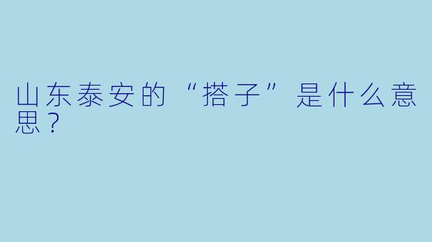 山东泰安的“搭子”是什么意思？