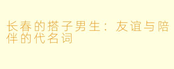 长春的搭子男生:友谊与陪伴的代名词