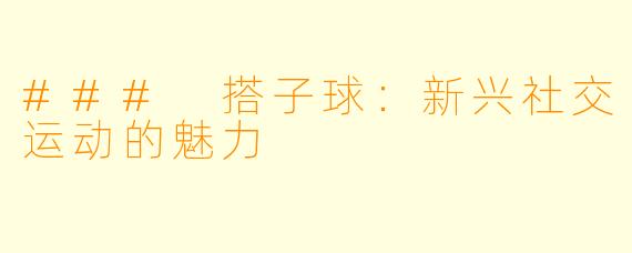 ### 搭子球:新兴社交运动的魅力