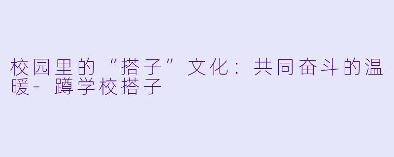 校园里的“搭子”文化：共同奋斗的温暖-蹲学校搭子