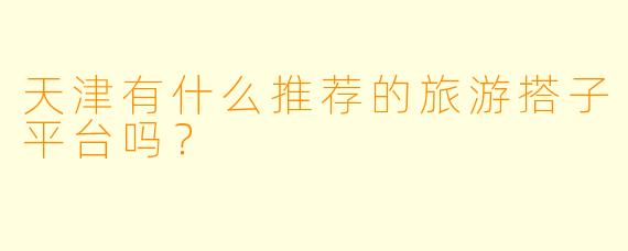 天津有什么推荐的旅游搭子平台吗？  