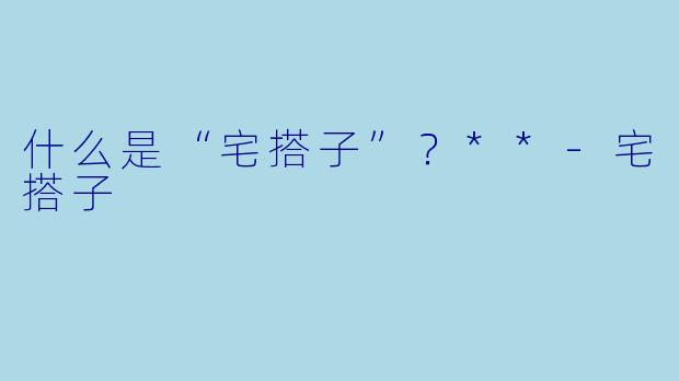 什么是“宅搭子”？**