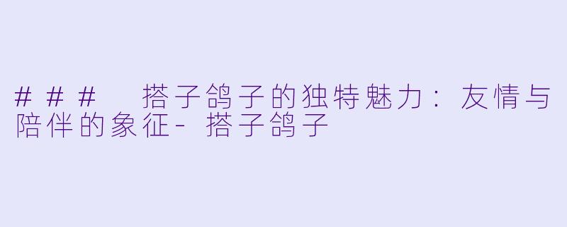 ### 搭子鸽子的独特魅力：友情与陪伴的象征-搭子鸽子