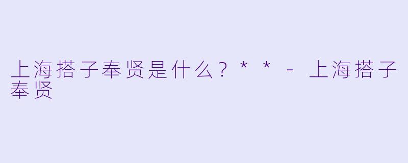 上海搭子奉贤是什么？**