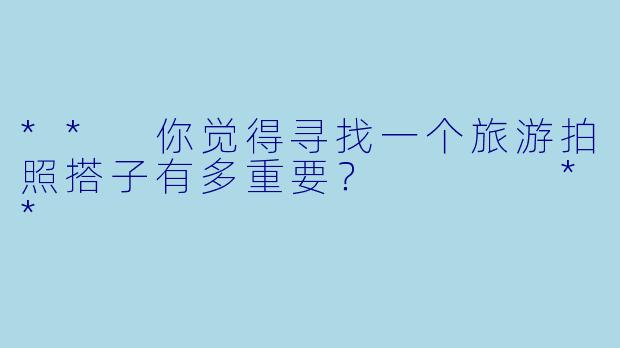 ** 你觉得寻找一个旅游拍照搭子有多重要？    **
