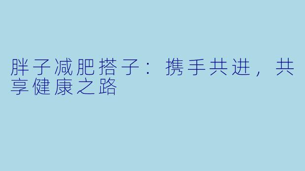 胖子减肥搭子：携手共进，共享健康之路