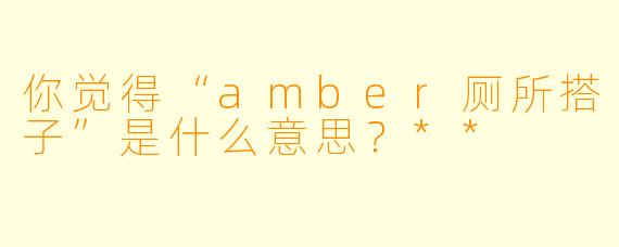 你觉得“amber厕所搭子”是什么意思?**