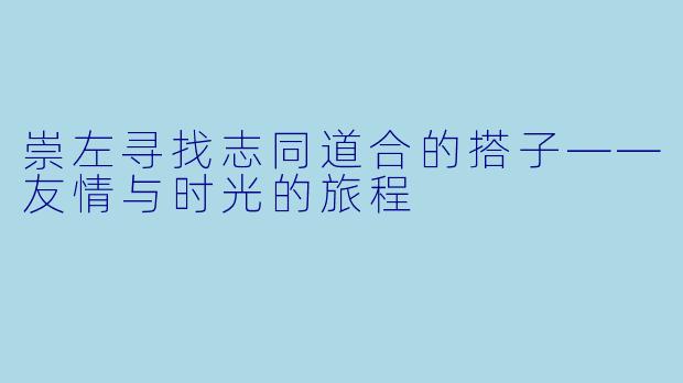 崇左寻找志同道合的搭子——友情与时光的旅程