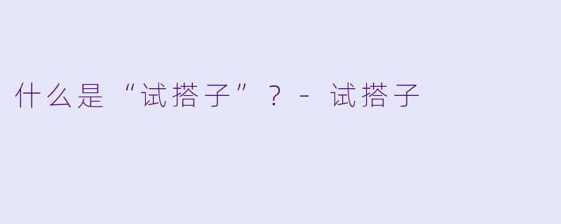 什么是“试搭子”？