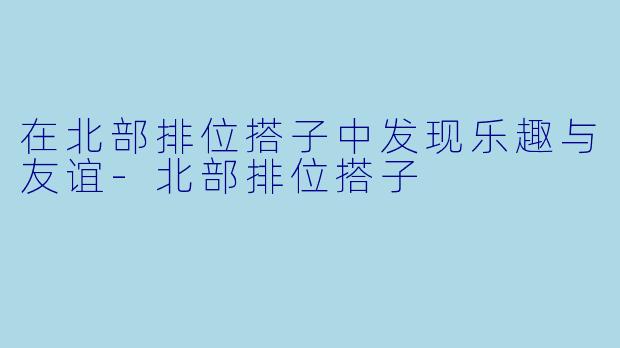 在北部排位搭子中发现乐趣与友谊-北部排位搭子