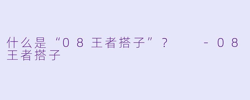 什么是“08王者搭子”？  