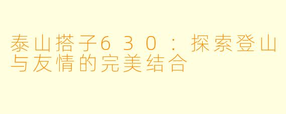 泰山搭子630:探索登山与友情的完美结合