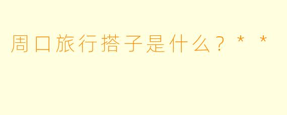 周口旅行搭子是什么？**