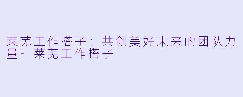 莱芜工作搭子：共创美好未来的团队力量-莱芜工作搭子