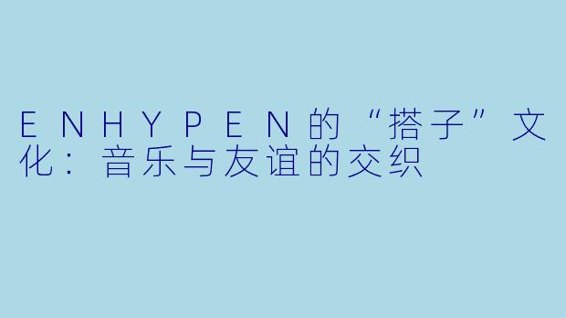 ENHYPEN的“搭子”文化:音乐与友谊的交织