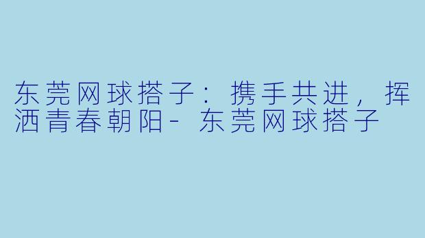 东莞网球搭子：携手共进，挥洒青春朝阳-东莞网球搭子
