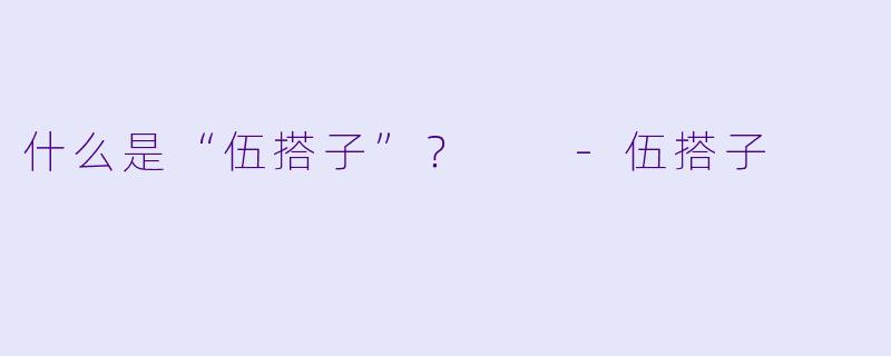 什么是“伍搭子”？  