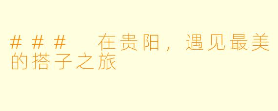 ### 在贵阳，遇见最美的搭子之旅