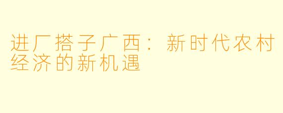 进厂搭子广西：新时代农村经济的新机遇