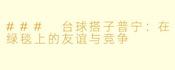 ### 台球搭子普宁：在绿毯上的友谊与竞争