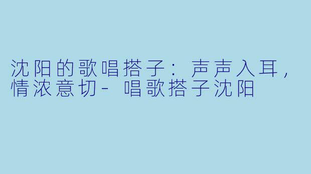 沈阳的歌唱搭子:声声入耳,情浓意切