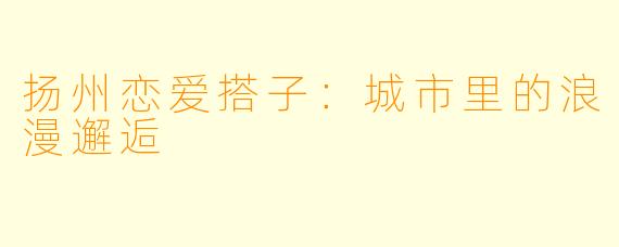 扬州恋爱搭子:城市里的浪漫邂逅
