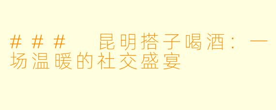 ### 昆明搭子喝酒：一场温暖的社交盛宴