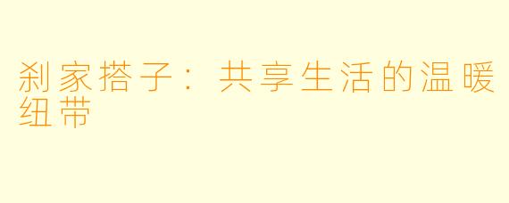 刹家搭子:共享生活的温暖纽带