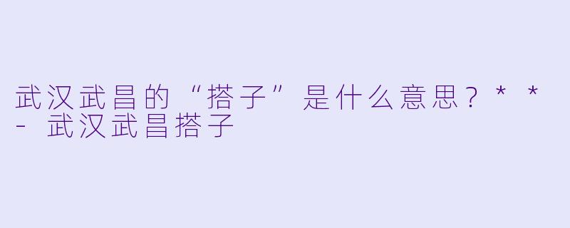 武汉武昌的“搭子”是什么意思?**