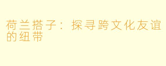 荷兰搭子：探寻跨文化友谊的纽带