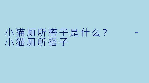 小猫厕所搭子是什么？  