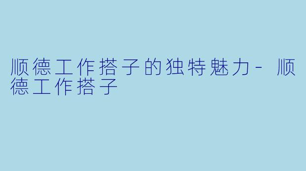 顺德工作搭子的独特魅力-顺德工作搭子