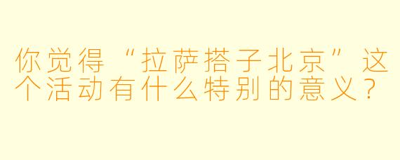 你觉得“拉萨搭子北京”这个活动有什么特别的意义？